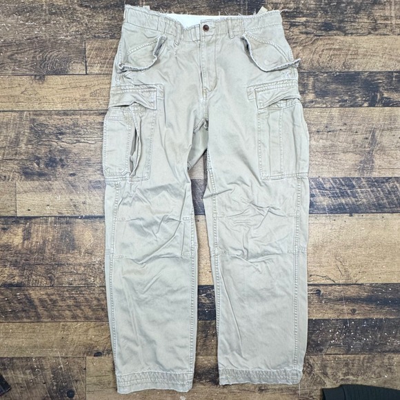 Polo by Ralph Lauren Other - Polo‎ Ralph Lauren Mens Cargo Pants Khaki Cotton Straight Leg Size 33x32